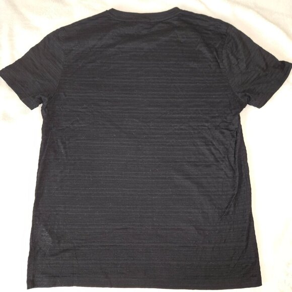 BOSS Mens Short Sleeve Black Striped Sheer T-shirt slim fit mercerized cotton L - Picture 2 of 10
